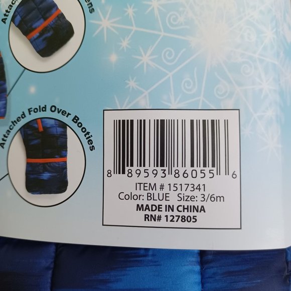 NWT Snozu Infant's Snowsuit Size 3/6M Blue Color Zipper Closure Outerwear Jacket - Picture 9 of 9
